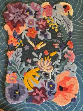 Anthropologie Jardin Printed Wool Blend Floral Rug